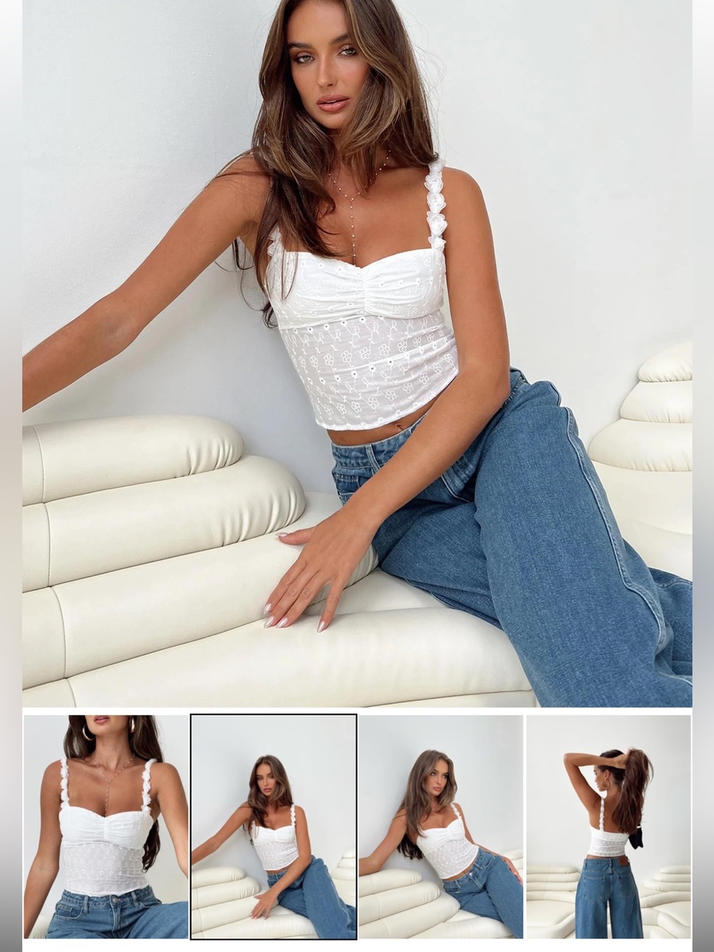 Flower detail white top